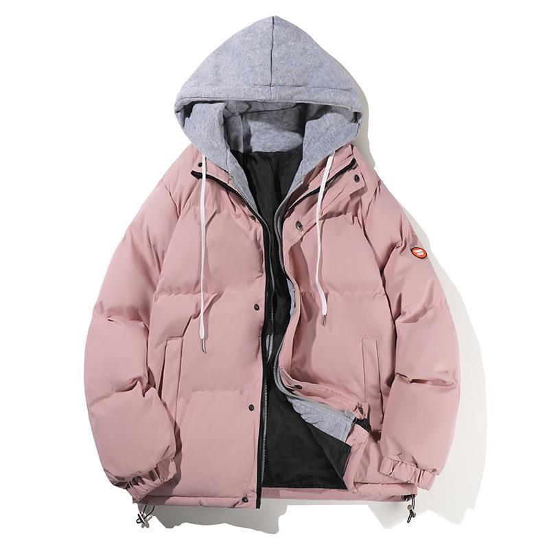 

Men s Two-Piece Look Hooded Cotton Jacket – Autumn/Winter Warmth, Trendy Loose Fit Outerwear XL