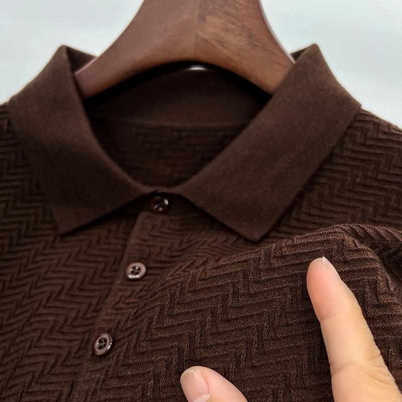 Autumn and Winter Cardigan Men's Business Casual Lapel Long Sleeve Polo Men's Cardigan 6 Wool Sweater Sweater