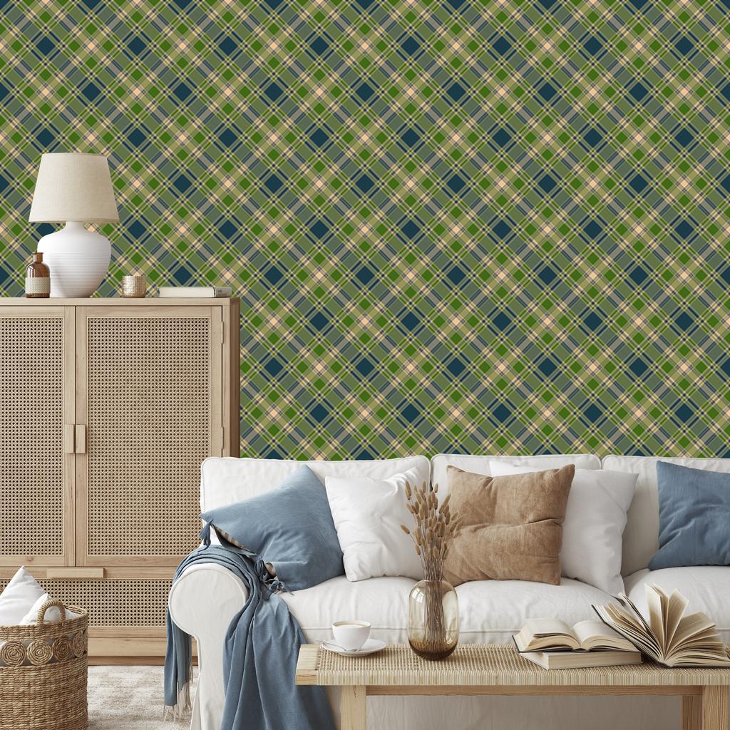 Christmas Autumn Plaid Wallpaper Olive and Brown 50x1000