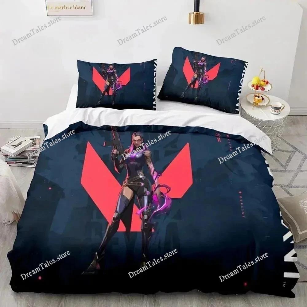 Game Valorant Neon Bedding Set Boys Girls Twin Queen Size Duvet Cover Pillowcase Bed Kids Adult Fashion Home Textileextile741