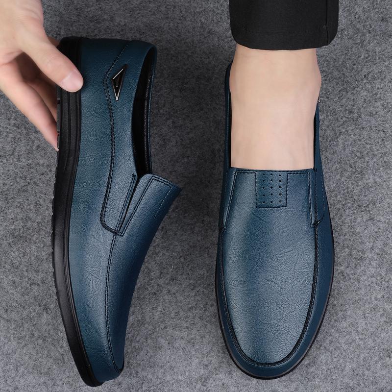 Handgefertigte Klassische Business Falts Sommer Herren Freizeitschuhe Echtes Leder Herren Slipper Slip-On Mokassins Weichsohlige Laufschuhe
