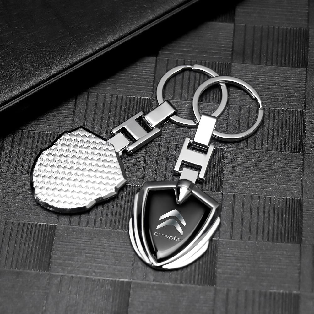 JOFT7 Car Accessories 3D Metal Key Rings Car Logo Emblems Keychain For Citroen Berlingo C3 Aircross C5 Aircross C4 C6 C-ELYSEE Picasso