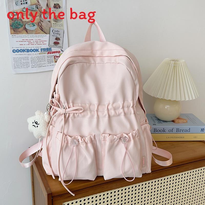 Simple School Backpack With Solid Color And Bow Design Design For Daily Teens