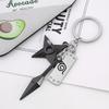 New Anime Keychain Naruto Kunai Modle Keyrings Konoha Symbol Akatsuki Pendant Key Chains Car Bag Keyfob Trinket Fans Gift