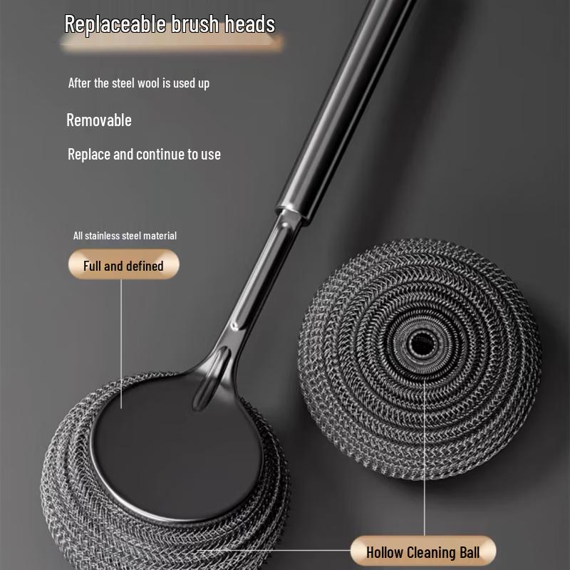 Long Handle Stainless Steel Pot Cleaning Brush