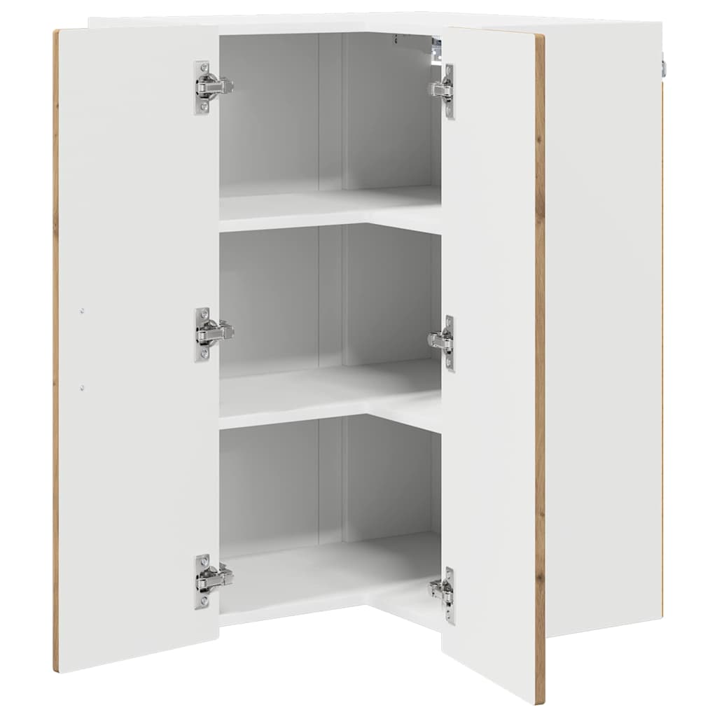 Wall Mounted Corner Cabinet PORTO Artisan Oak 57 x 57 x 80 cm