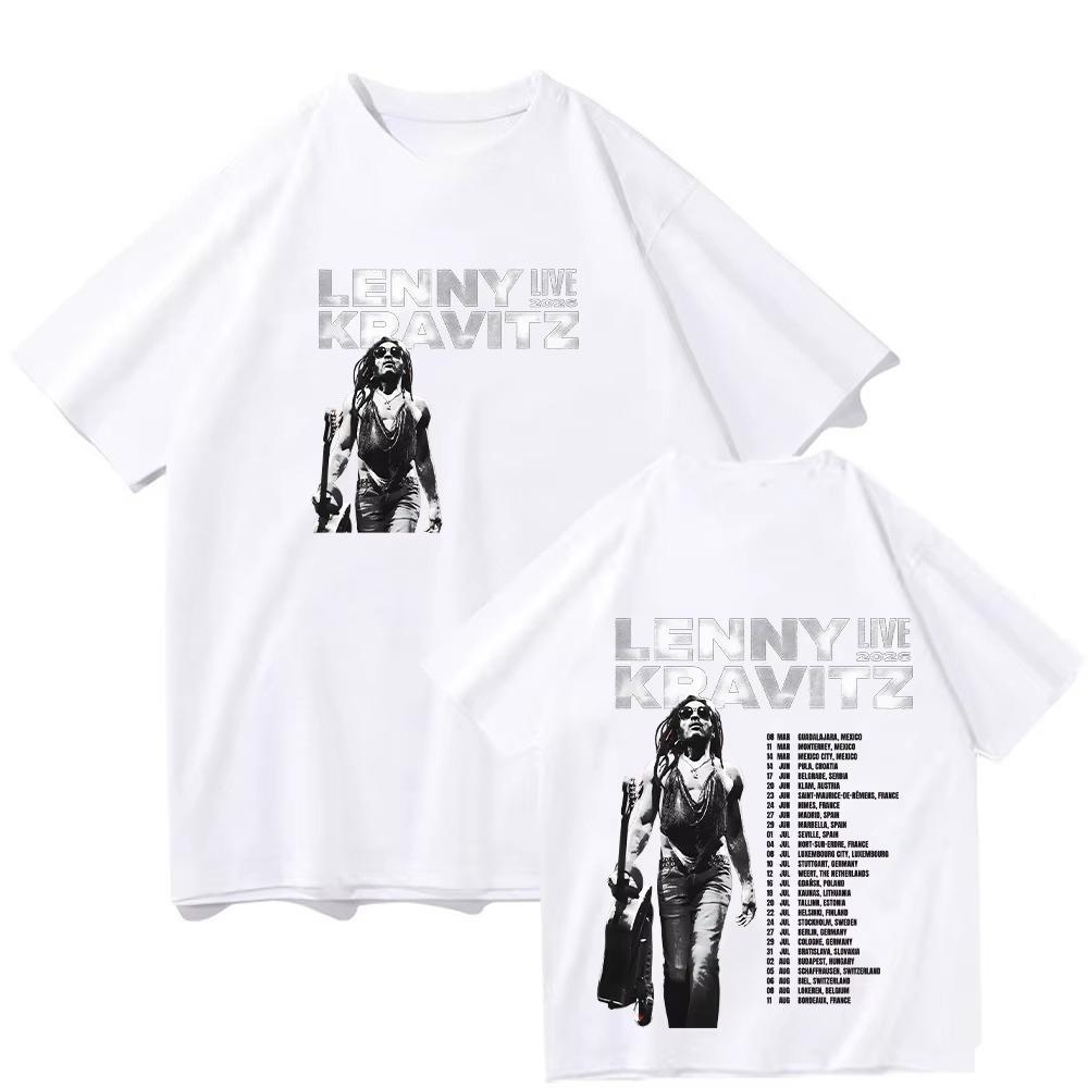 Lenny Kravitz Live2026 Maglietta Grafica Uomo Cotone di Alta Qualità Moda Uomo Manica Corta Stile Musica Punk Streetwear