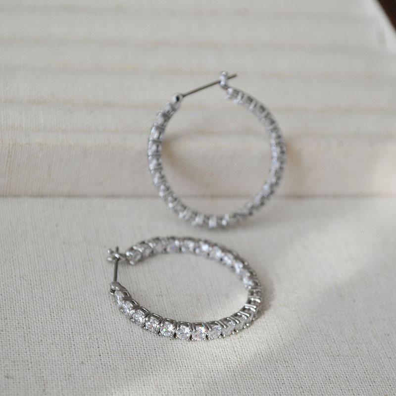 

Осенне-зимние минималистичные серьги-кольца из белого золота с медным покрытием и цирконием для женщин белого золота