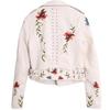Floral Print Embroidery Faux Soft Artificial Leather Jacket Women Pu Motorcycle Coat Female Black Punk Zipper Rivet Outerwear