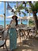 Women's Thailand Beach Resort Floral Two-Piece: White Bandeau Top & Skirt Set