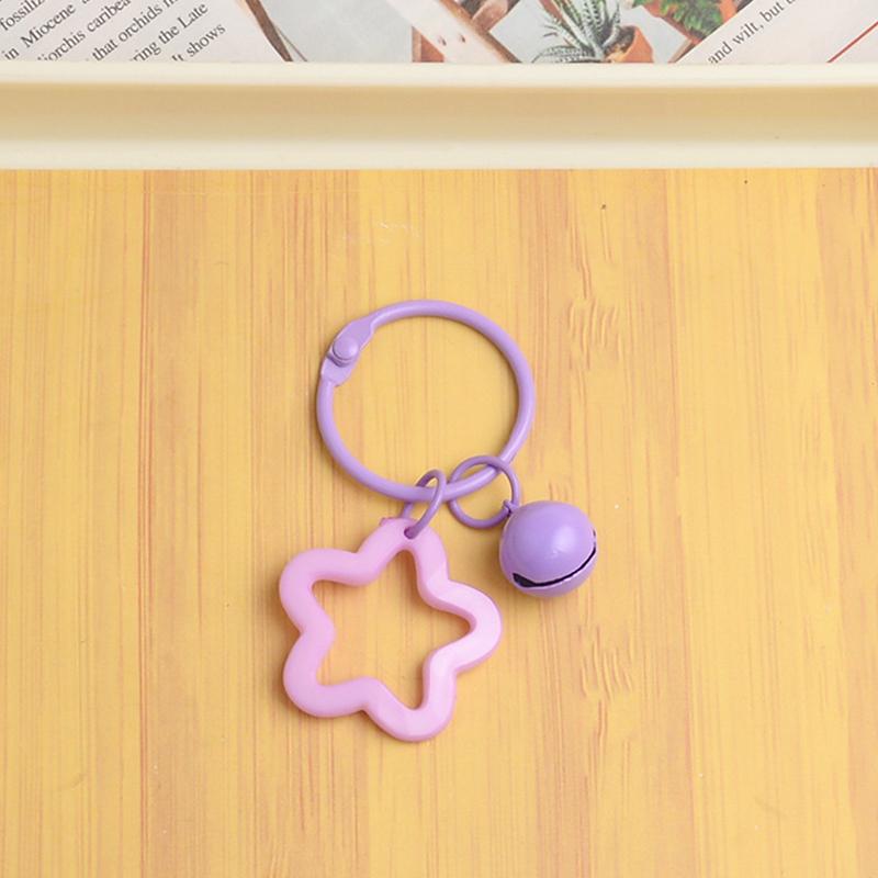 Solid Color Star Flower Charm Keychain Cute Pendant Car Keyring Backpack Decoration  Bag Charm Jewelry Gift