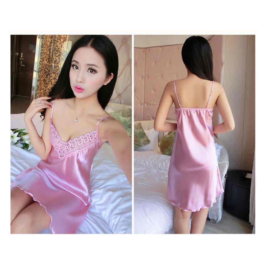 Buy Women Sexy Nightwear Lace Patchwork Lingerie Nighty Silk Dress Sleep  Wear Nightdress Clothes at affordable prices — free shipping, real reviews  with photos — Joom