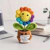 1 Stück [Vollständig gehäkelter Sonnenblumen-Simulations-Blumentopf] Handgehäkelter Blumentopf + Regenbogen-Smiley-Sonnenblumen-Simulation Gehäkelte Blume