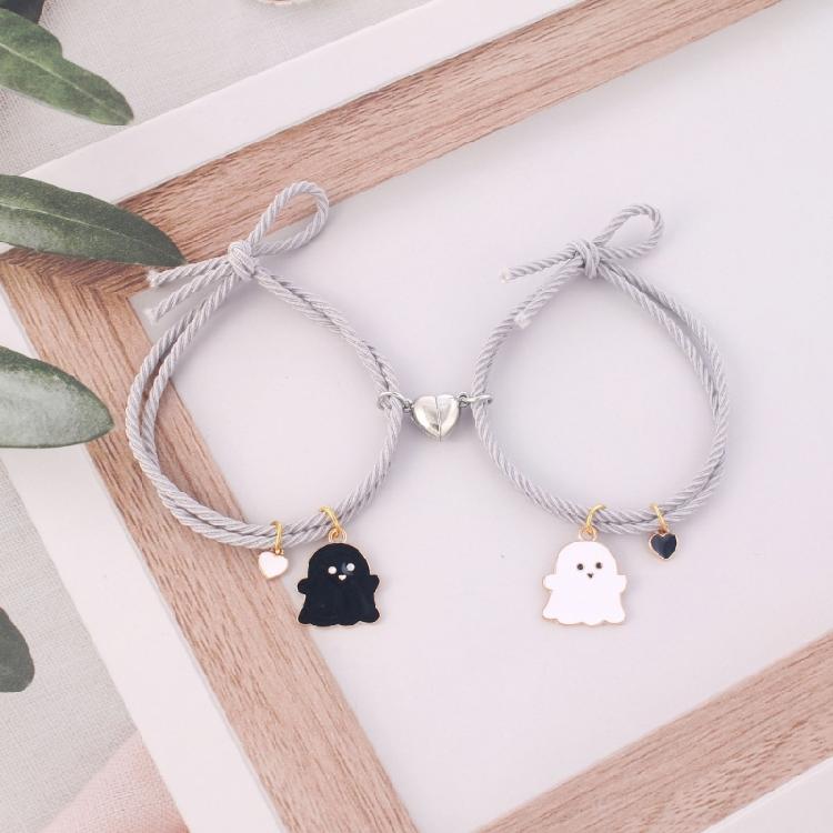 Halloween Cartoon Ghost Pendant Braided Bracelet Gifts Friendship Jewelry