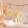 Sweet Double Hole Lotus Pendant Earrings with Tassel Drop Charms