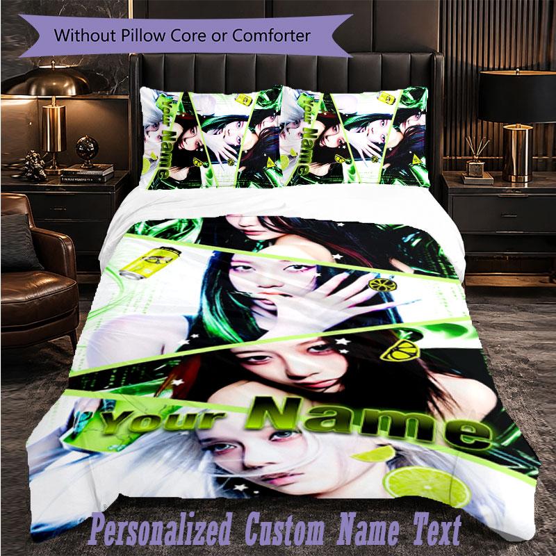 Personalized 3Pcs Bedding Setaespa Custom Text Duvet Cover Pillowcase Set Bedroom Gift