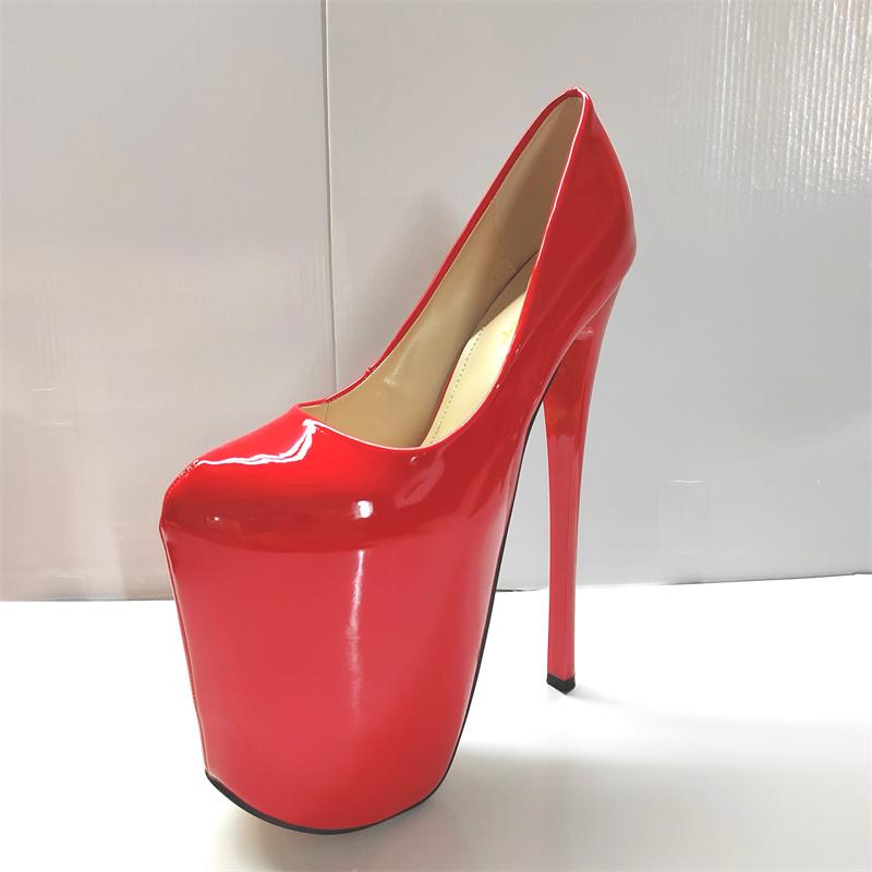 

Сексуальные туфли на очень высоком каблуке 22 см, туфли-лодочки на платформе, женские, лакированные, красные, зеленые, на каблуке, для свадебной вечеринки, для стриптиза, большой размер 50 44
