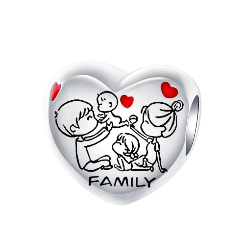 New Heart-Shaped Charms Copper Flower Forever Love Beads Fit Original Bracelets Necklace For Women Diy Jewelry Gift