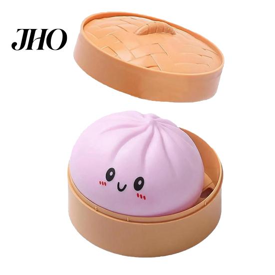 TPR Steamed Bun Toy Stress Relief with Steamer Simulation Stuffed Food Reliever Squeeze Sensory Soft Chinese Fidget