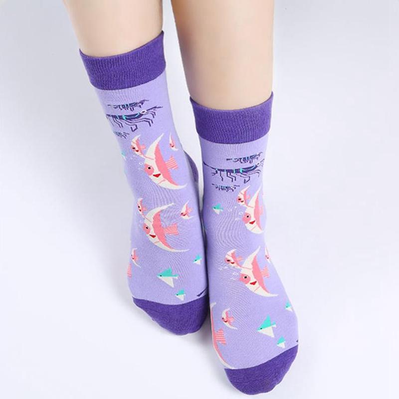 Funny Women Socks Cozy Cotton Socks Originality Seafood Animal Returnee Jellyfish Grouper Happy Male Japanese Harajuku Socks