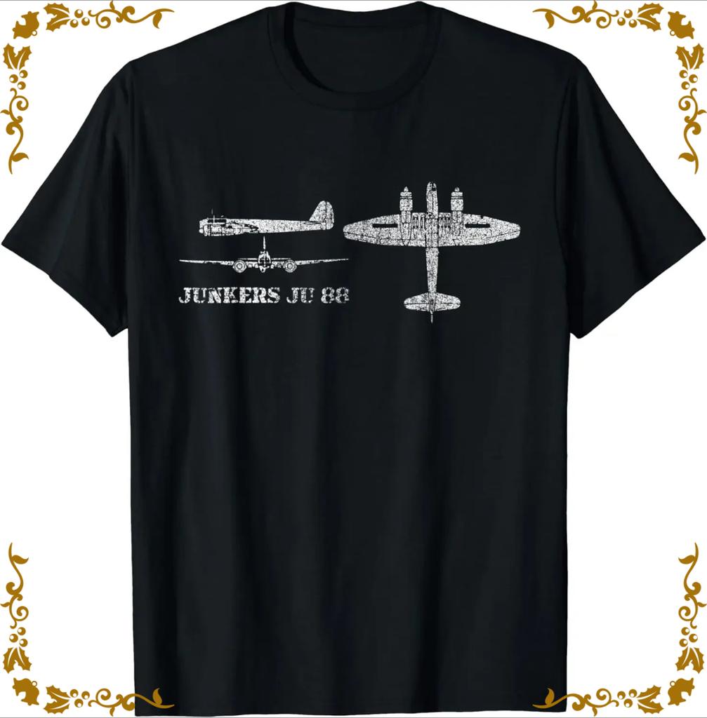 WWII German Luftwaffe Junkers Ju 88 Fighter Bomber TShirt 100 Cotton ONeck Summer Short Sleeve Casual Mens Tshirt Size S3XL