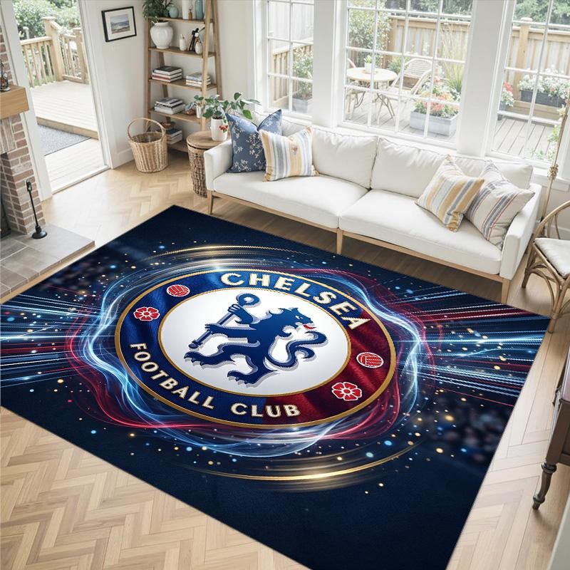 Tappeto in Velluto di Cristallo Design Chelsea FC Accogliente Non?Tappeto Stampato Antiscivolo per Camera da Letto Soggiorno Ingresso