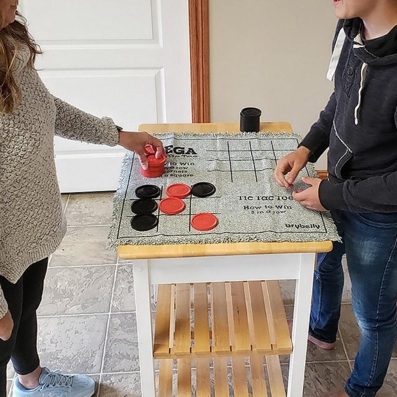 3 in 1 Giant Checkers Set Vintage Giant Checkers Game with Reversible Mat Indoor and Outdoor Board Game for Family