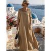Casual Square Neck Three Quarter Sleeve Solid Color Womens Loose Long Maxi Dress