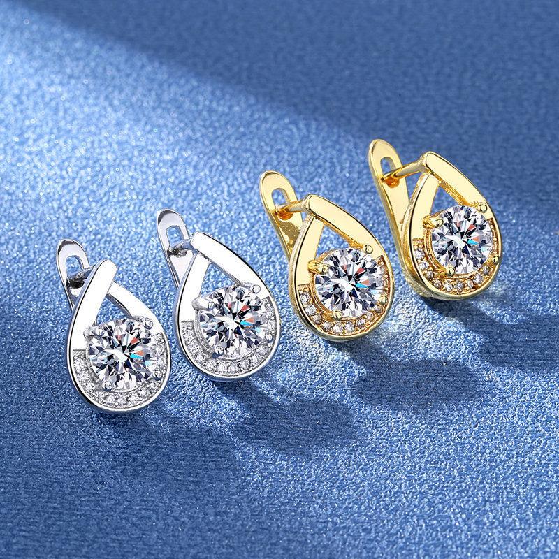 925 Silver Earrings For Women Round Zircon Earrings Sparkling Party Wedding Jewelry Gift Accessories