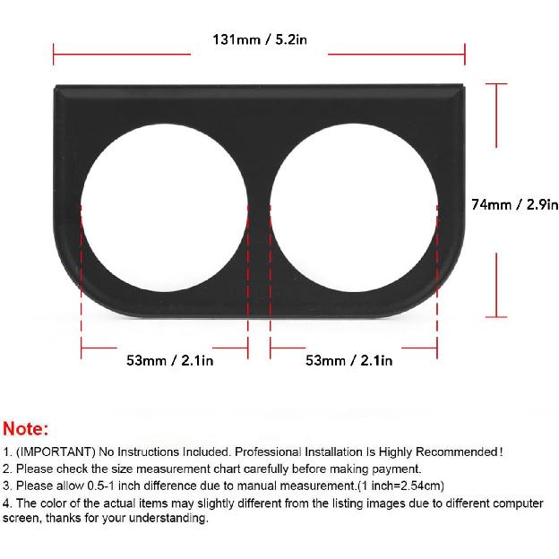 Acouto 2 Hole Gauge Pod 2‑1/16inch 52mm Gauge Panel Gauge Universal Metal Car Meter Mount Instrument Panel Holder Bracket