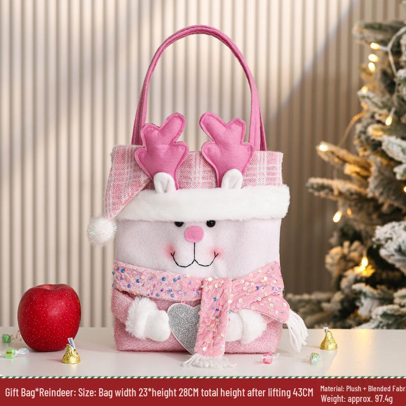 Three-Dimensional Santa Claus Burlap Backpack Candy Bag - Large Christmas Gift Decoration