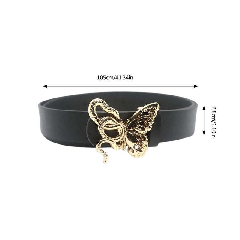 Lady Belt Elegant Skinny Waist Belt for Dress Skinny Belt Butterfly Buckle