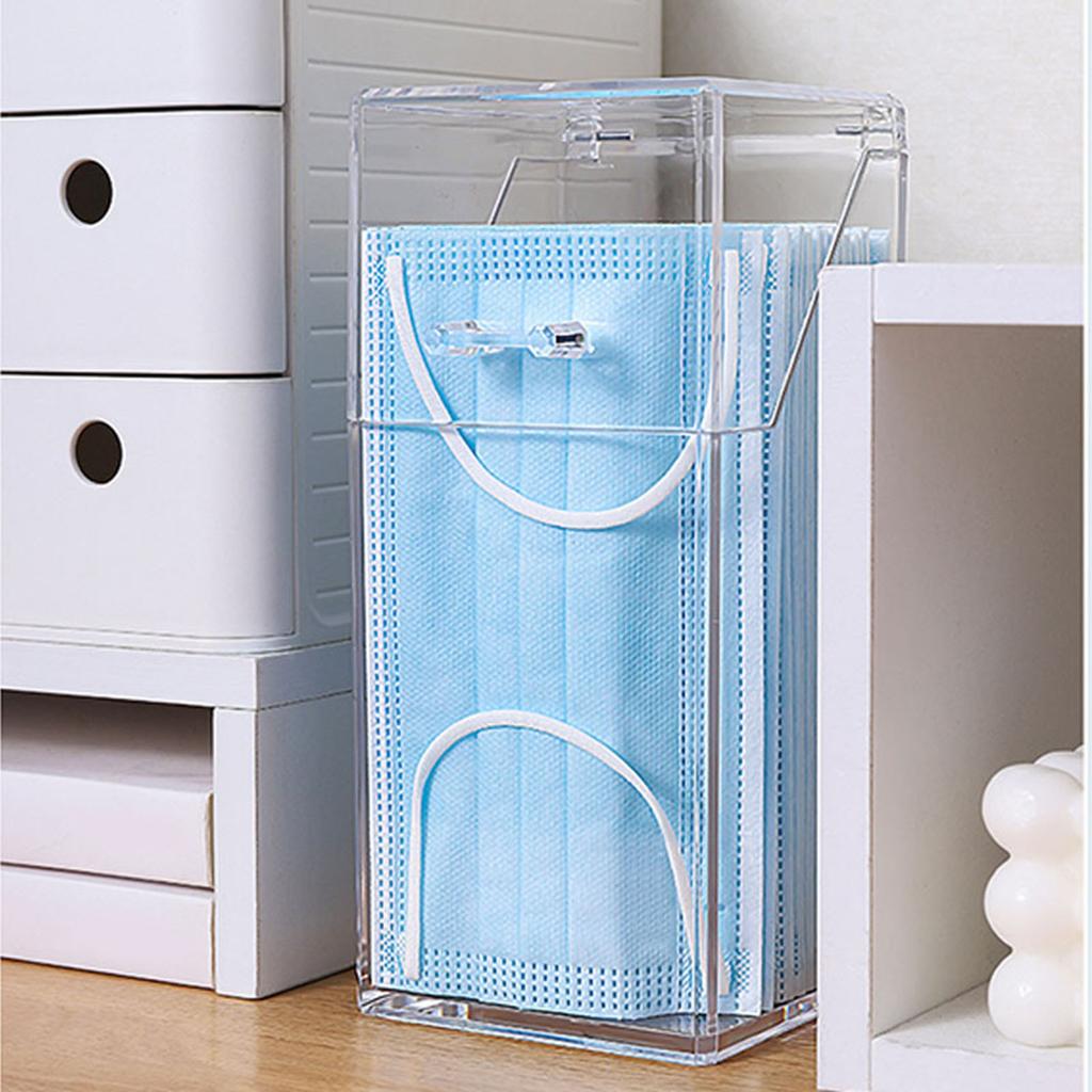 Clear Face Cover Dispenser with Lid Dust Proof Multifunction Vertical Dispenser for Home Office