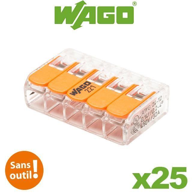 Svorkovnice - WAGO - 221-415 BT25 - 4 mm² - Průhledná - 32 A