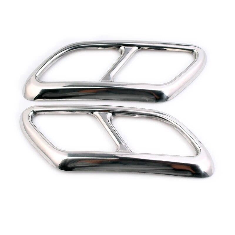 Car Rear Dual Exhaust Muffler End Pipe Sticker Cover Trim For Volvo 2016- S90 V90 S60 Steel Chrome Muffler Part Accessories