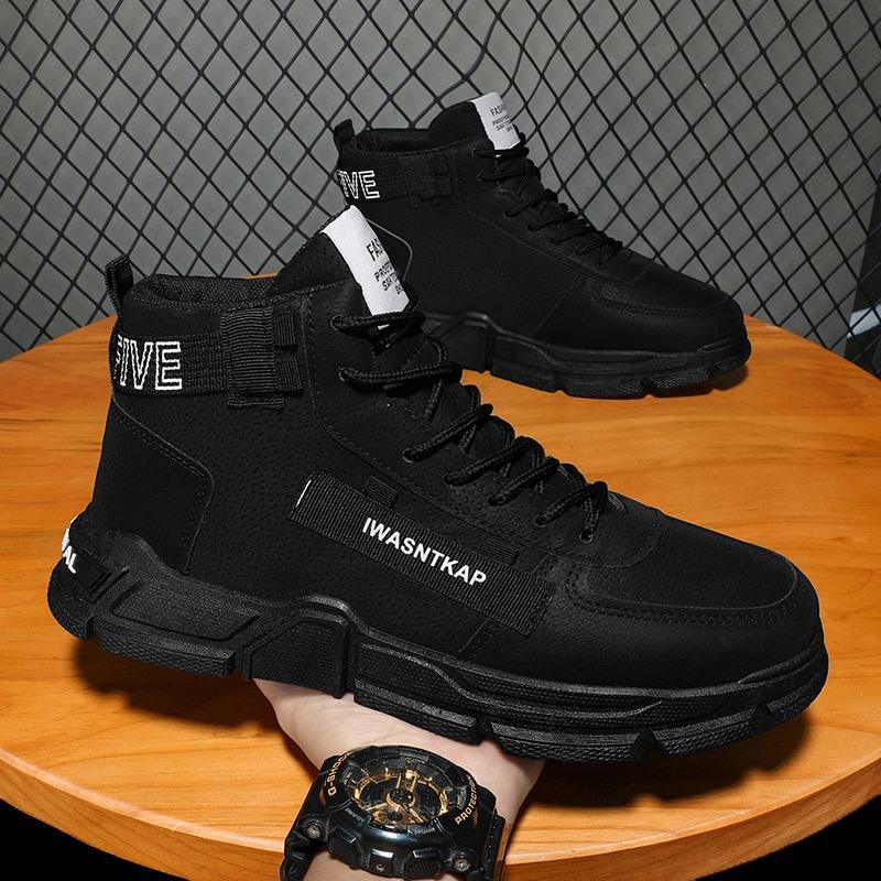 Autumn and winter new fashion men's big head shoes high-top lace-up Martin boots youth thick-soled tooling shoes