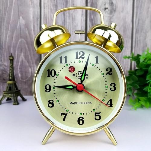 Metal Gold Desk Clock Mechanical Alarm Clock Vintage Bedside Table Clocks Silent Watch Antique Chick Pecking Rice Gift Ideas