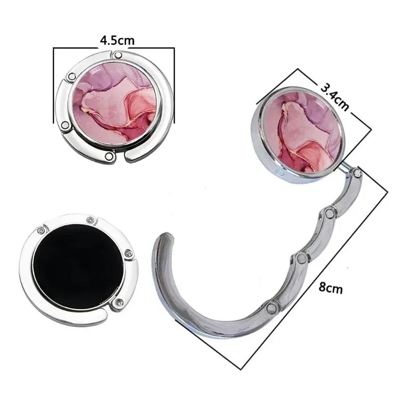 Marble Print Folding Bag Hook Purse Handbag Hanger Women's Bag Storage Holder Portable Table Edge Use Racks Party Festival Gift