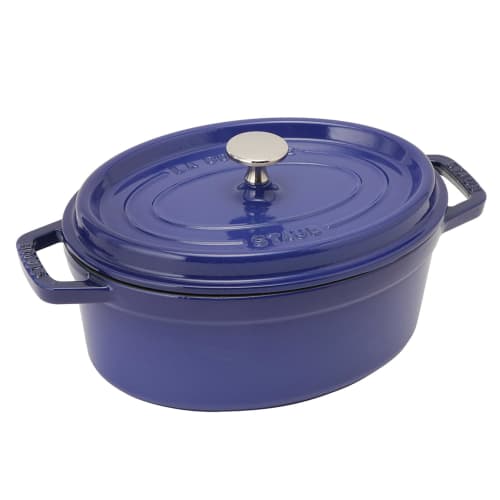 Staub Pico Cocotte Oval, 23cm, Royal Blue, Hand-held Cast Iron Enamel Pot, Oven-Safe