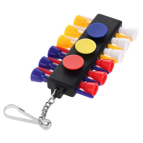 1Set Plastic Golf Tee Holder Carrier Keychain with 3 Ball Markers Accessory