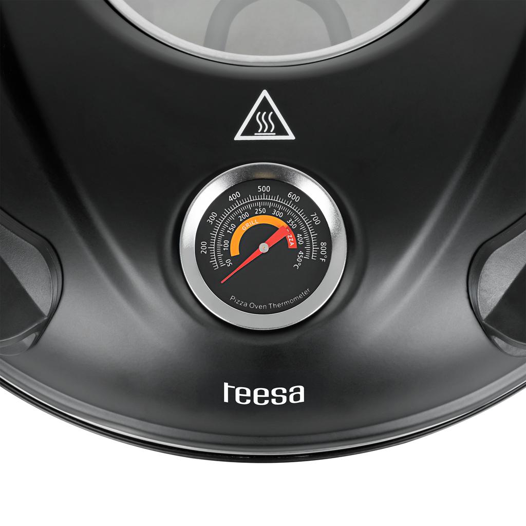 Teesa Pizzaofen 400°C 1200W Stein Fenster 2 Schaufeln