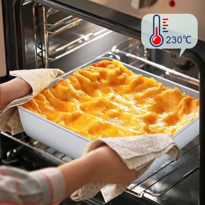 Quadratische Edelstahlform - 2er-Set - 21 x 21 x 5 cm - Spülmaschinenfest - Ideal für Kuchen