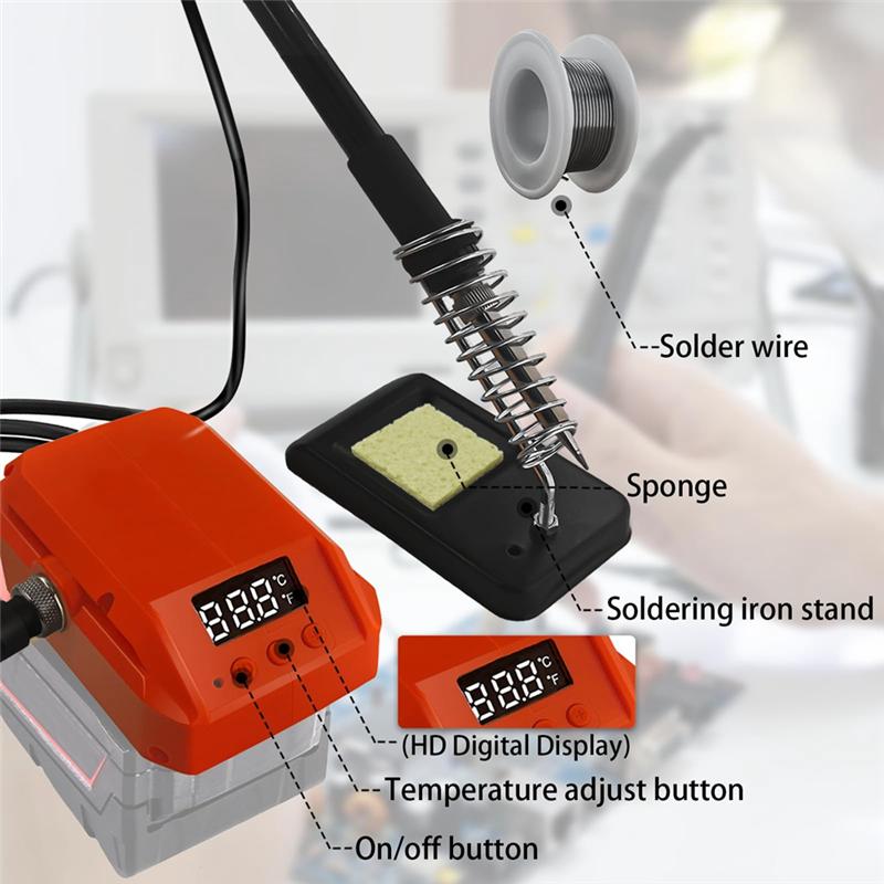 60W 480°C Portable Cordless Electric Soldering Iron Multifunction Electric Welding Machine For 18V Battery Durable-B61