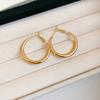 Fashion geometric round earrings French simple metal plain earrings temperament advanced sense light luxury earrings women