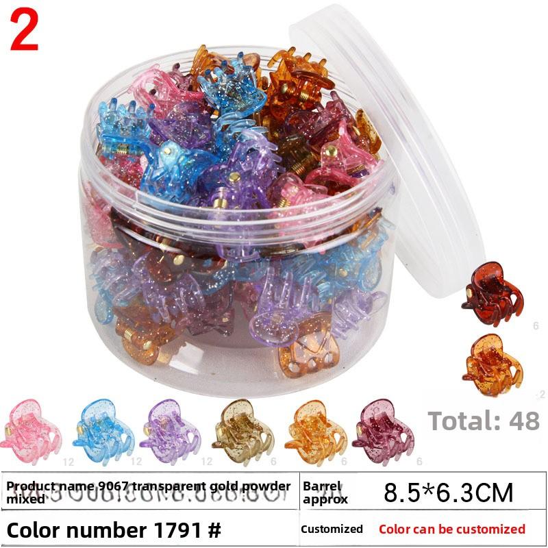

48 Boxed Small Claw ClipsPlastic Bucket Mini Claw Clip Storage Box Adult Bangs Hairpin 1791#