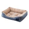 Feminine pet bed with a watermelon print on soccer fabric. Made of soft, smooth pile fabric, striped design, size M, W50 x D40 x H15cm, navy.
