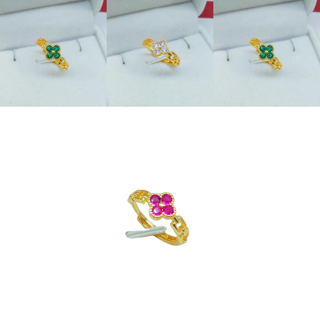 Eleganter Kleeblattring für Damen, vergoldet in edlem Messing, wunderschöner Modeschmuck