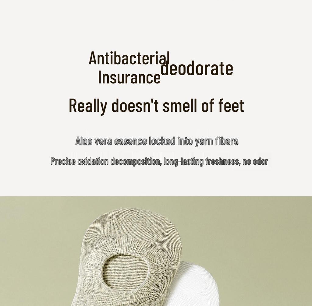 Men's Antibacterial No-Show Cotton Socks - Odor-Resistant, Breathable, Sweat-Absorbent, Ribbed, Spring/Autumn