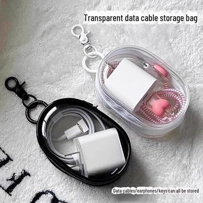 Transparent Portable Mini Storage Box for Cables and Headphones