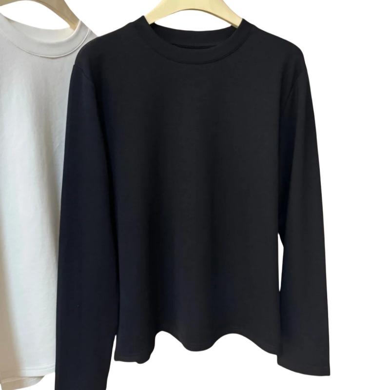 

Crew neck white bottoming shirt women s German velvet warm inner long-sleeved T-shirt winter loose simple style top 3XL